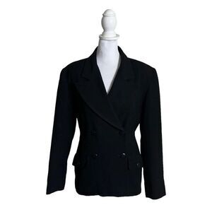 Barami Couture Black Padded Shoulder Button Blazer Jacket Formal Workwear US 0